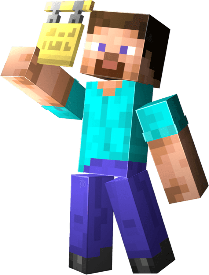 Игрок Minecraft с золотым слитком — доля партнёра с покупок приведённых клиентов